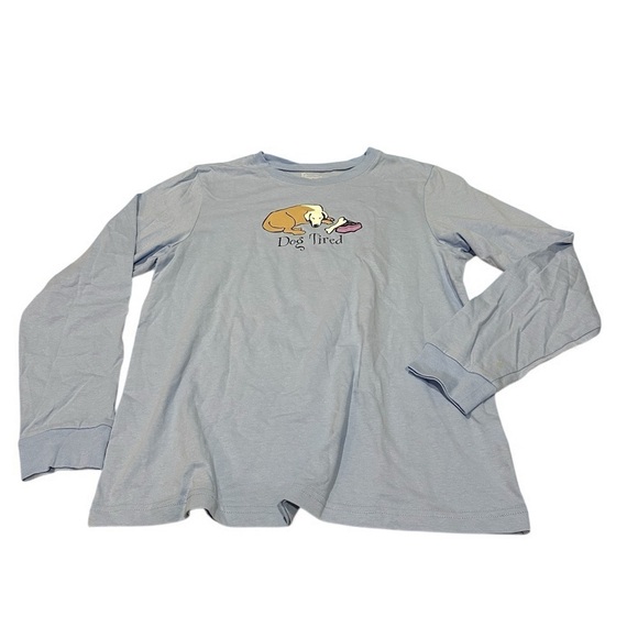 NWOT Pajamagram Dog Tired Blue Women's Long Sleeve Pajama Shirt Medium - Picture 2 of 8